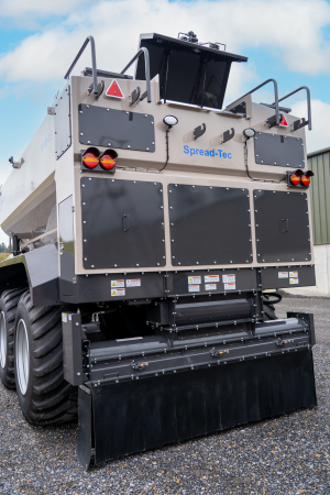back view of Hydrema MBM-15 spreader.